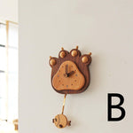 Load image into Gallery viewer, Fish And Bear Paw Cartoon Mute Solid Wood Pendulum Clock
