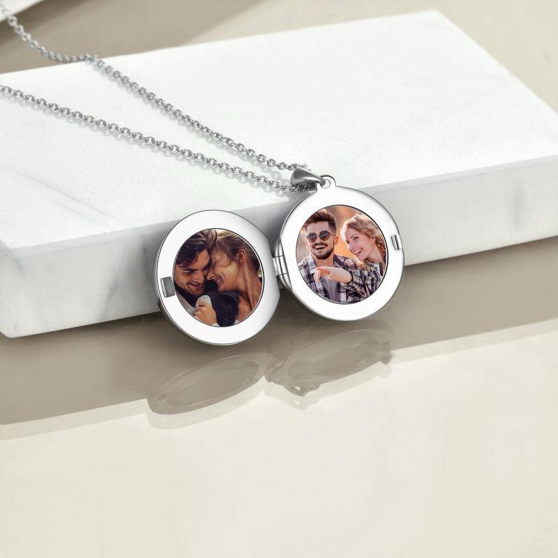 Sterling Silver Mountain Photo Locket Necklace