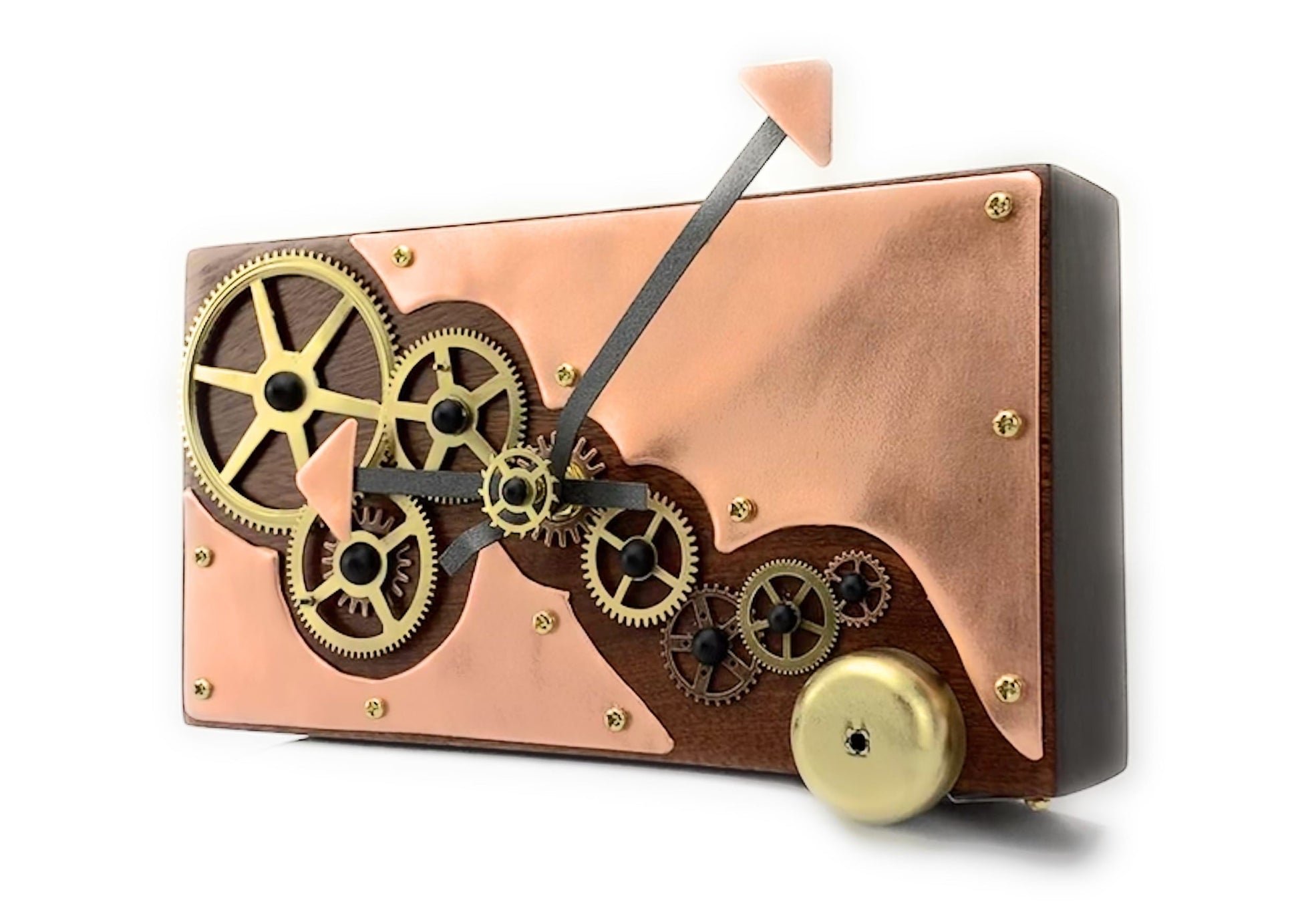 KingWood Reclaimed Cedar Slab Wall Clock with Brass Gears, "Polished"