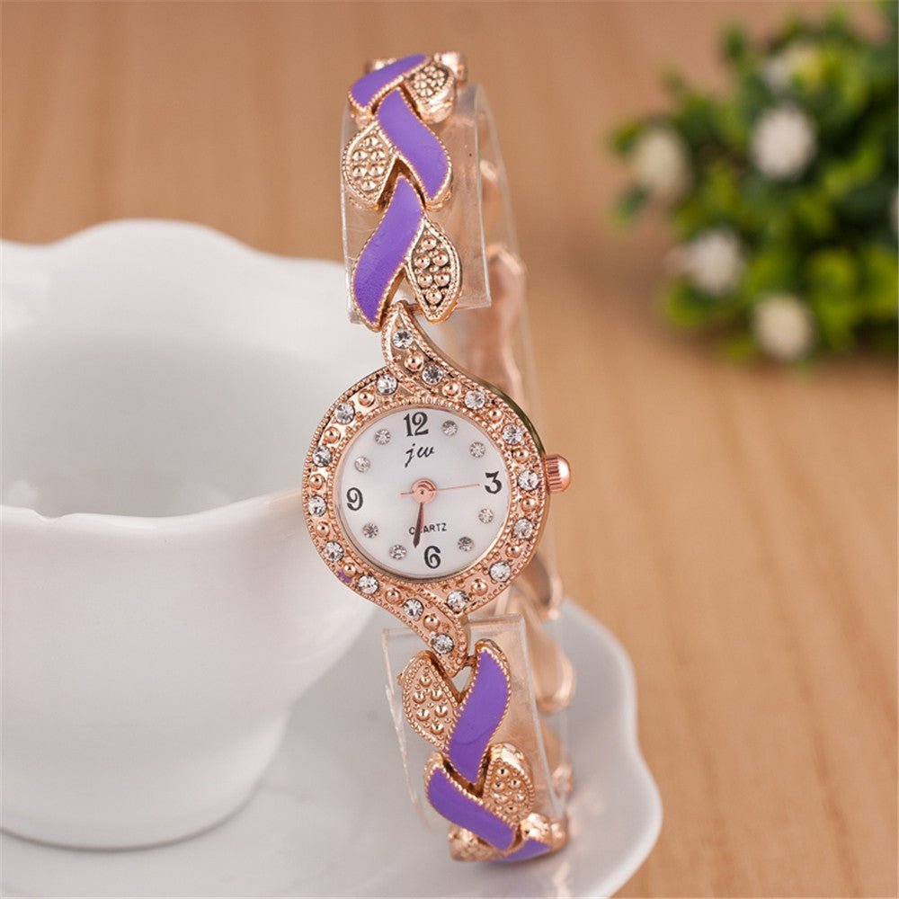 Leaf bracelet quartz wrist watch
