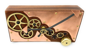KingWood Reclaimed Cedar Slab Wall Clock with Brass Gears, "Polished"
