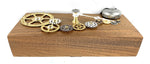 Load image into Gallery viewer, KingWood Reclaimed Walnut Slab Wall Clock with Brass Gears &quot;Silver Bell&quot;

