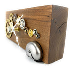 Load image into Gallery viewer, KingWood Reclaimed Walnut Slab Wall Clock with Brass Gears &quot;Silver Bell&quot;
