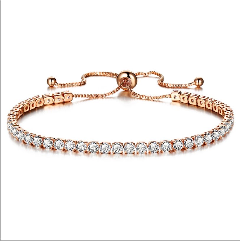 Jewelry inlaid crystal push-pull bracelet ladies gold full diamond single-row jewelry