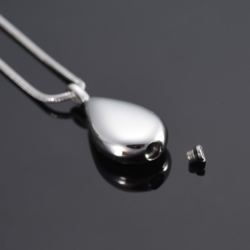 Titanium Steel Drop Shape Urn Pendant Necklace Jewelry