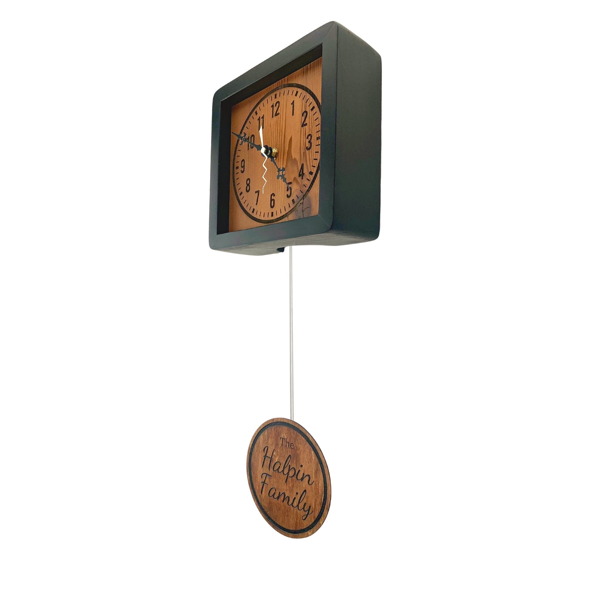 KingWood Personalized Pendulum Wall Clock bottom right view on wall