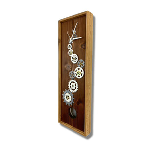 KingWood Pendulum Wall Clock w/ Gears, Cedar & Silver on right