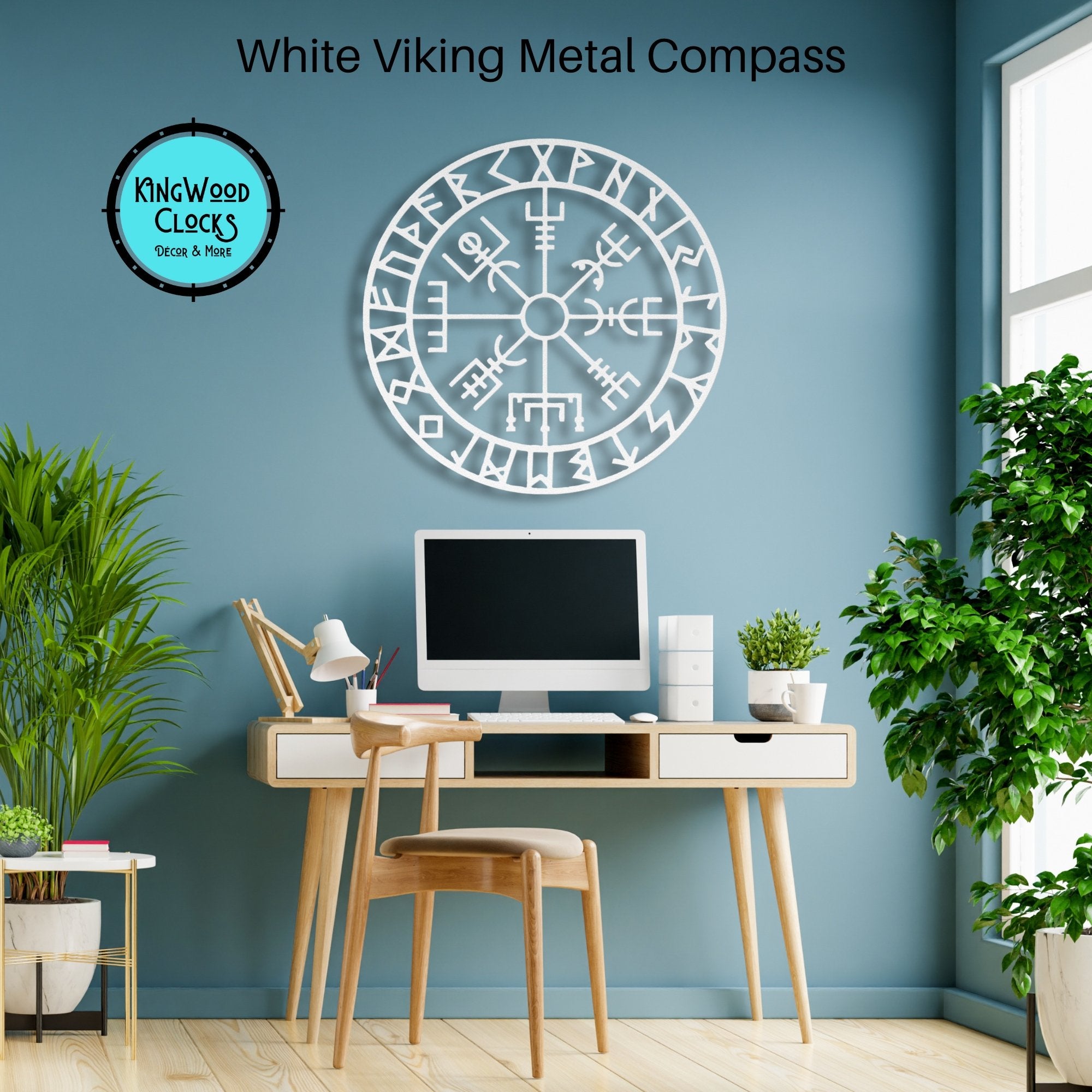 Viking Compass Metal Wall Art, Vegvisir Rune