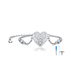 Angel Wing Bracelet for Ashes Cremation Heart Wing Bracelet Keepsake Memorial Gift for Women