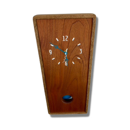 KingWood Pendulum Wall Clock In Cedar & Blue from above