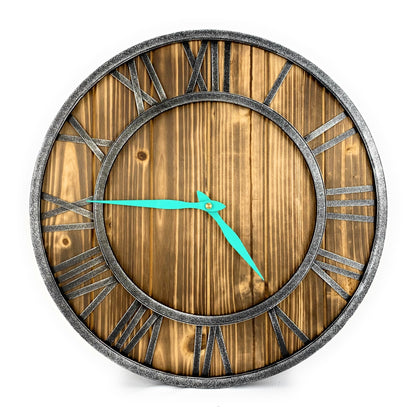 Round Wood & Metal Wall Clock