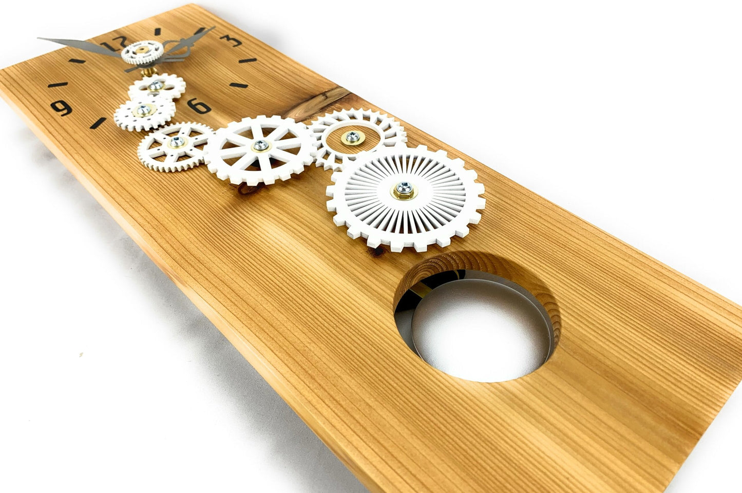 KingWood Cedar Pendulum Wall Clock with White Gears