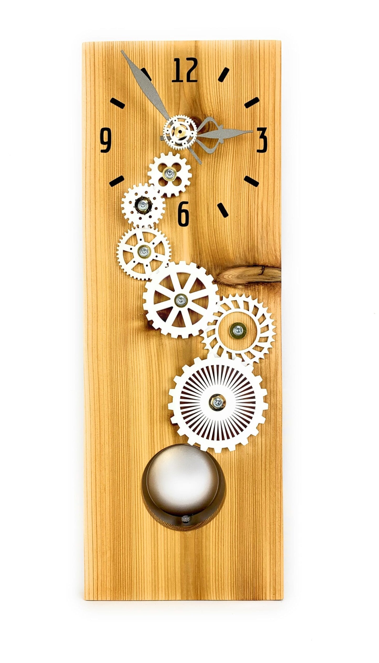 KingWood Cedar Pendulum Wall Clock with White Gears