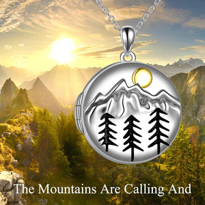 Sterling Silver Mountain Photo Locket Necklace