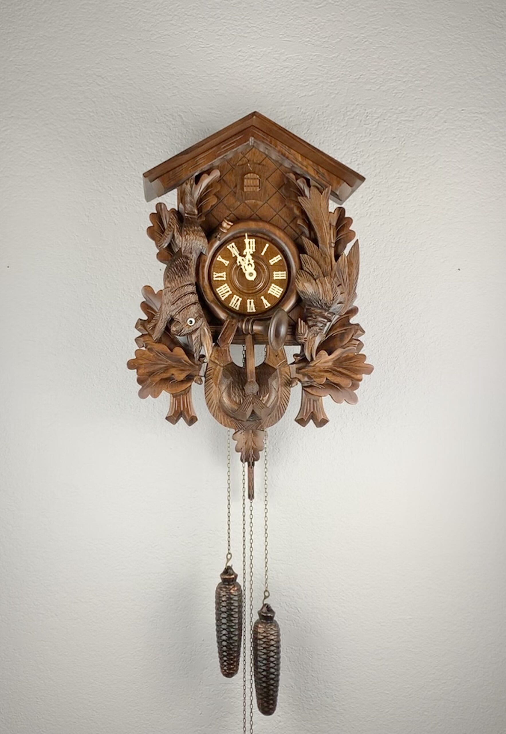 Dold 8 Day Hunter Cuckoo Clock, German Black Forest Clock
