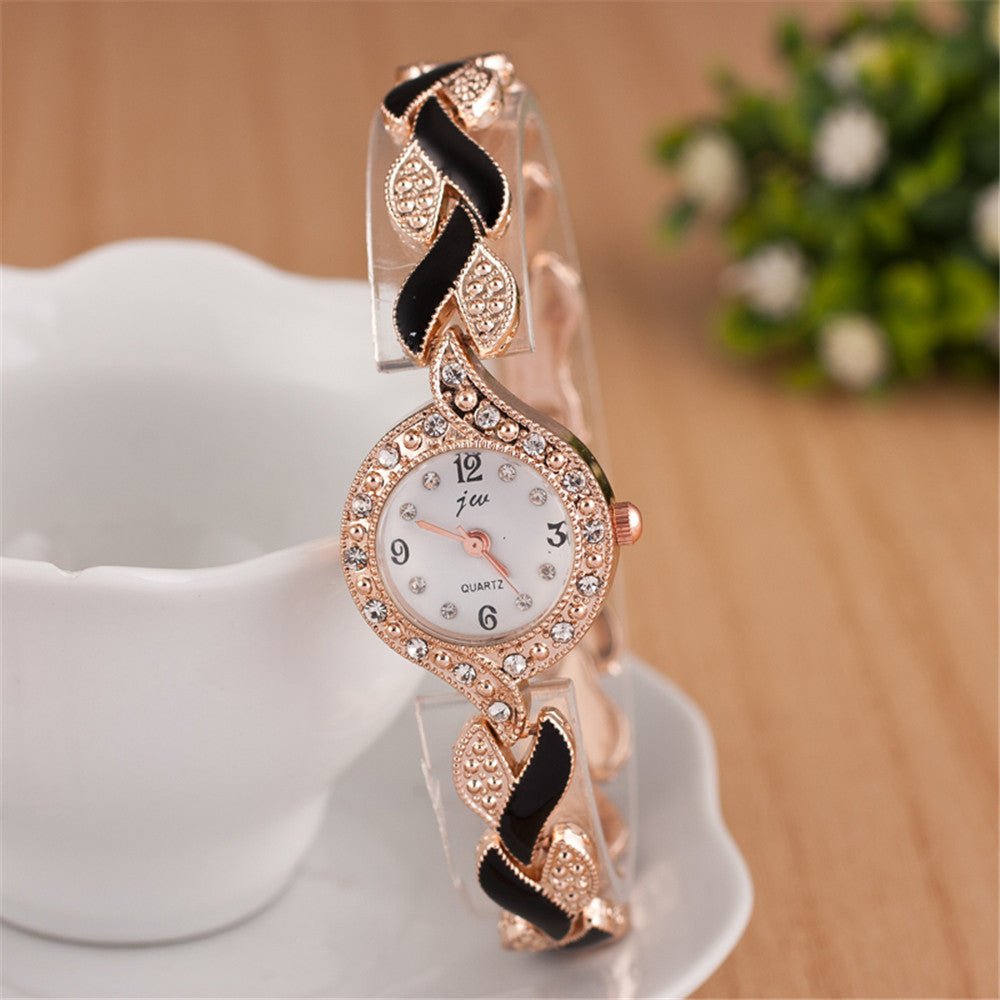 Leaf bracelet quartz wrist watch