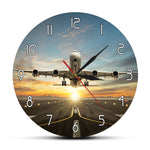 Load image into Gallery viewer, Airport Theme Wall Clock Takes Off In Sunset
