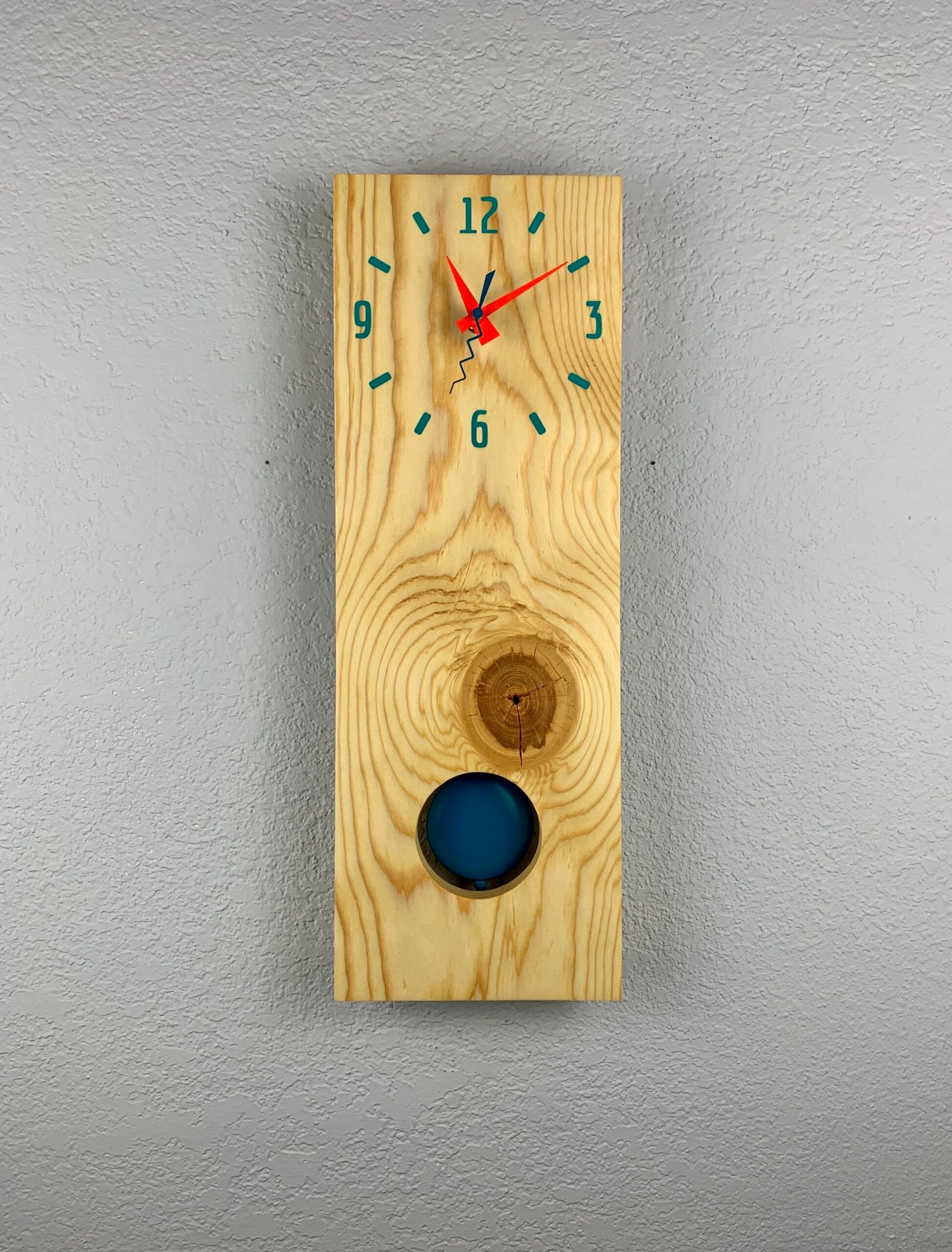 Pine Plank Pendulum Wall Clock in Santa Fe Style