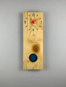 Pine Plank Pendulum Wall Clock in Santa Fe Style