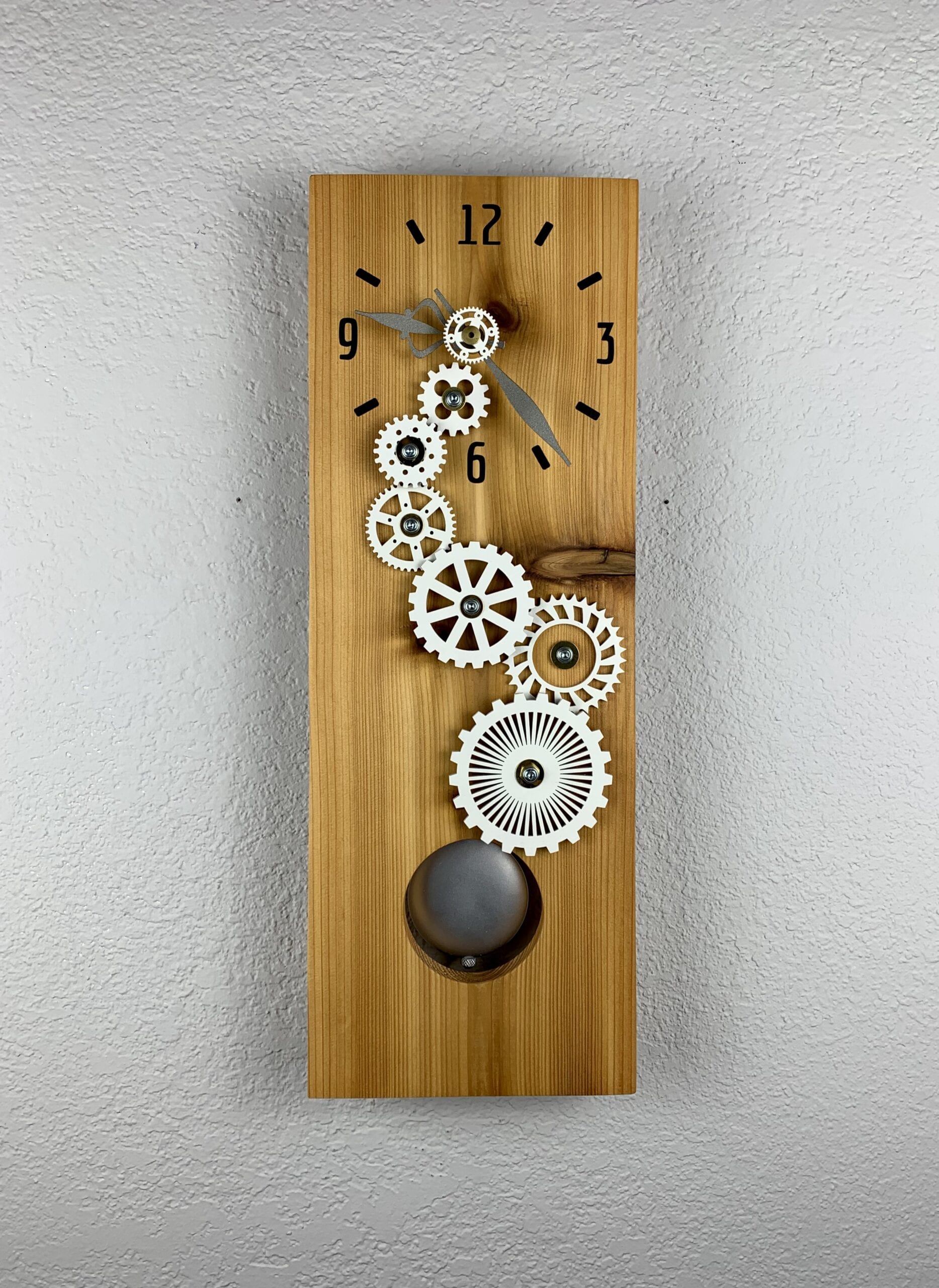 KingWood Cedar Pendulum Wall Clock with White Gears