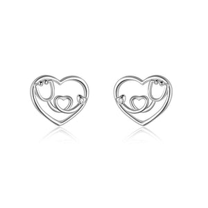 Nursing Themed Stud Earrings Sterling Silver Stethoscope Jewelry Gift for Nurse