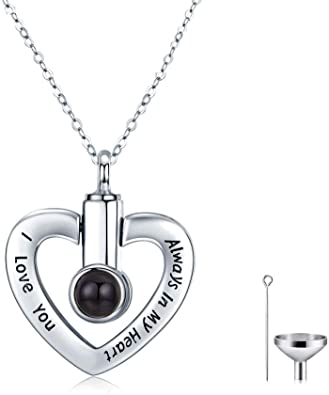 Silver Heart Urn Necklace for Ashes Heart Pendant Necklace for Women