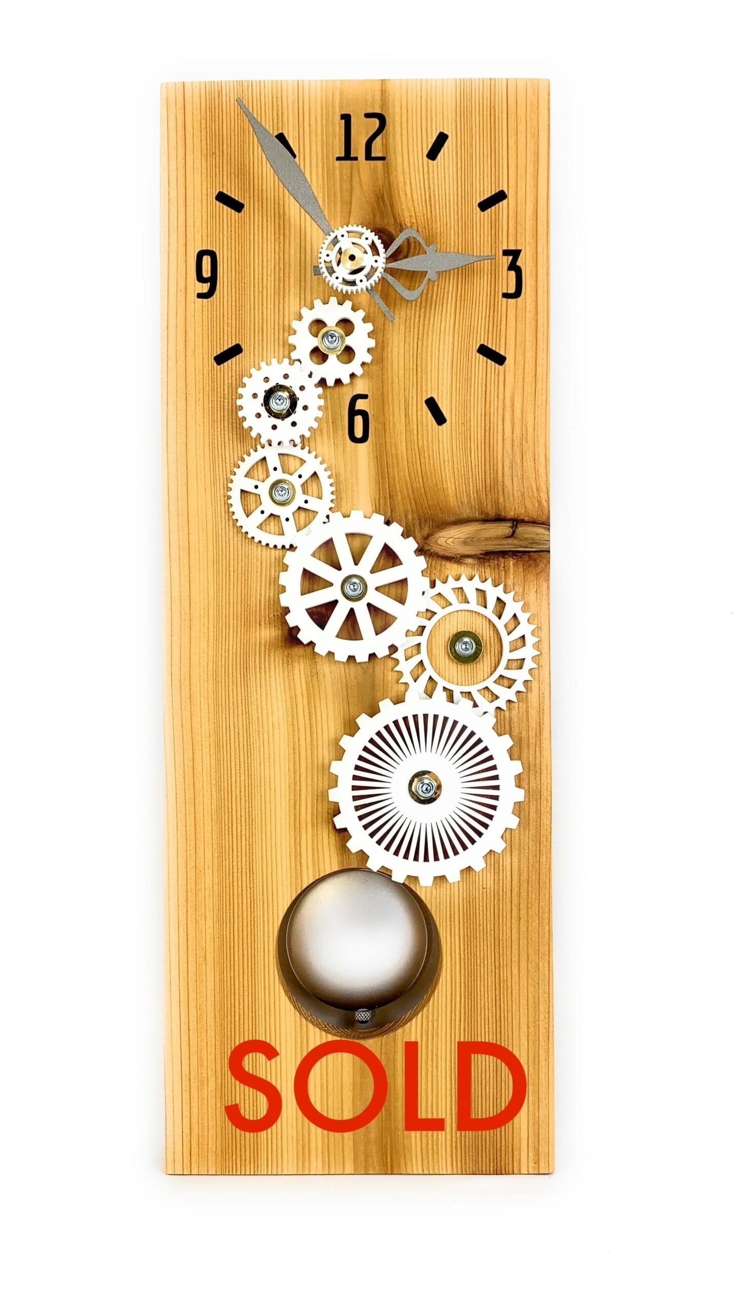 KingWood Cedar Pendulum Wall Clock with White Gears