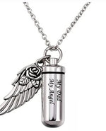 Load image into Gallery viewer, Cylindrical urn wing pendant, perfume bottle jewelry
