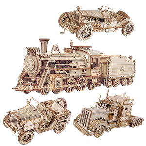 Train Model 3D Wooden Puzzle Toy Assembly