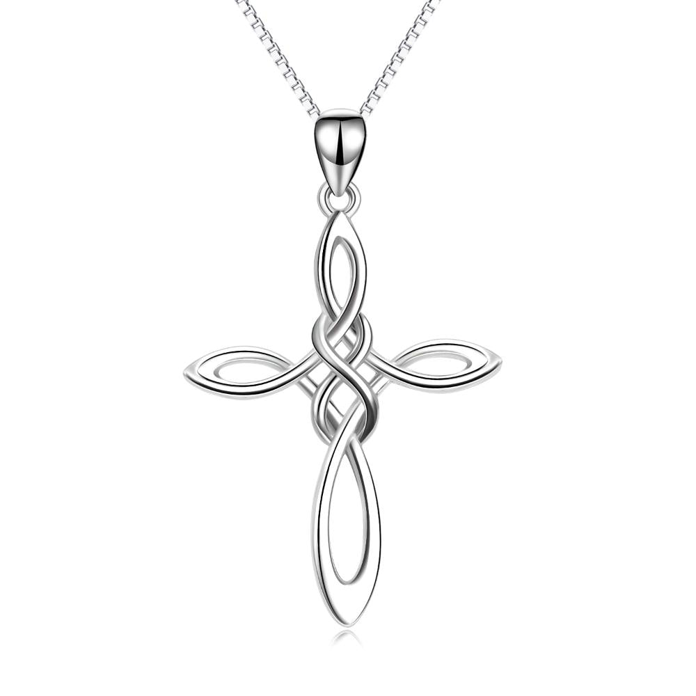 Sterling Silver Infinity Love Celtic Knot Pendant Necklace with Box Chain