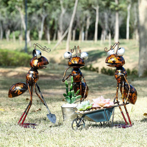 Big Metal Ant Garden Art working in garden