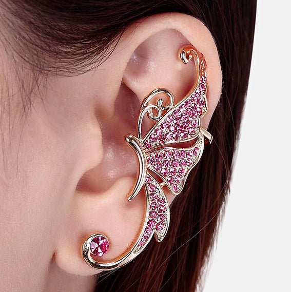 Ladies Exaggerated Full Diamond Butterfly Earrings