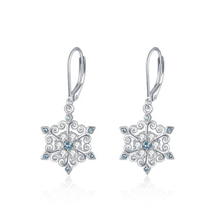 Snowflake Earrings Jewelry Gift for Wemen Girls Sterling Silver with Crystal