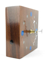Load image into Gallery viewer, KingWood Reclaimed Walnut Slab Wall Clock w/ Epoxy Inlay Electric Blue &amp; Pearl White
