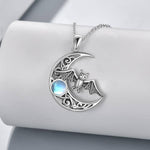 Load image into Gallery viewer, Celtic Moonstone &amp; Bat Necklace
