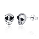 Load image into Gallery viewer, Sterling Silver Skull Studs Punk Gothic Earrings Hypoallergenic Post Earrings Gift for Women
