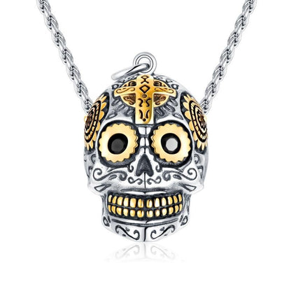 Skull Necklace Sterling Silver Gothic Punk Gift for Men Women