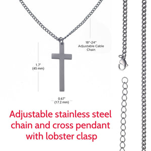 Sacred Cross Necklace, Bible Verse Psalm 61:2, Yosemite River Valley adjustable chain and lobster clasp
