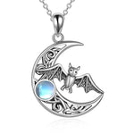 Load image into Gallery viewer, Celtic Moonstone &amp; Bat Necklace
