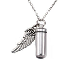 Load image into Gallery viewer, Cylindrical urn wing pendant, perfume bottle jewelry
