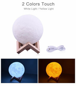 Moon lamp Rechargeable 3D print LED night light