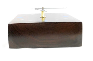 KingWood Reclaimed Walnut Slab Wall Clock w/ Epoxy Inlay Electric Blue & Pearl White