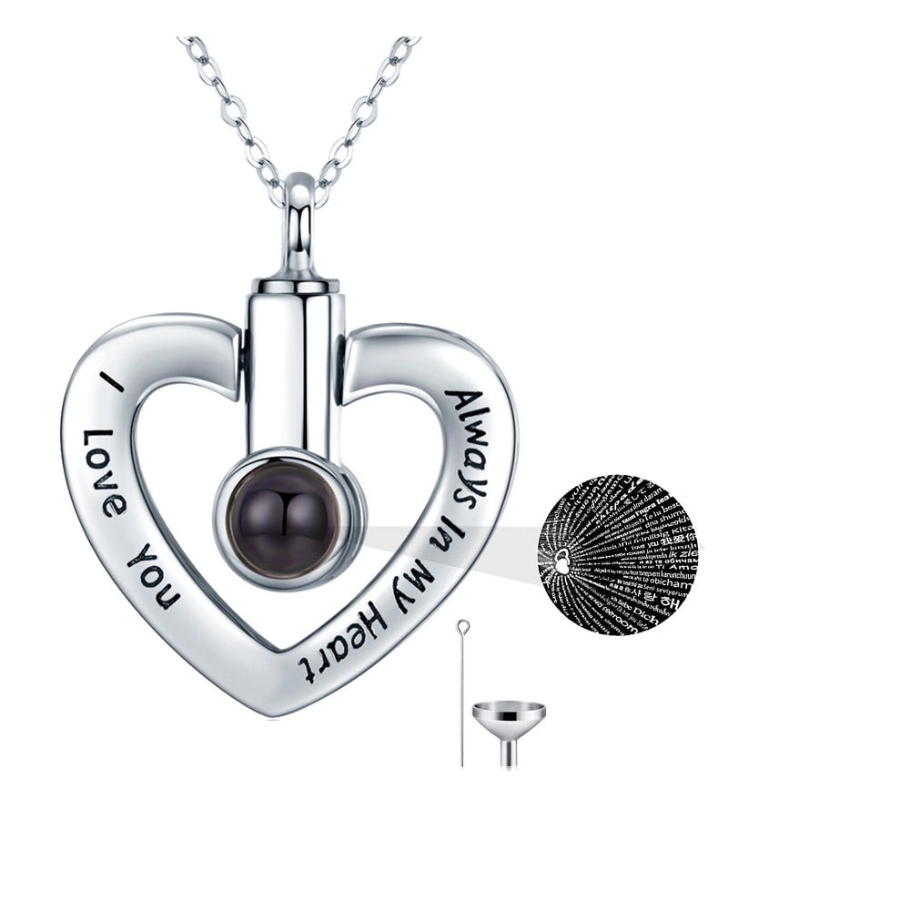 Silver Heart Urn Necklace for Ashes Heart Pendant Necklace for Women