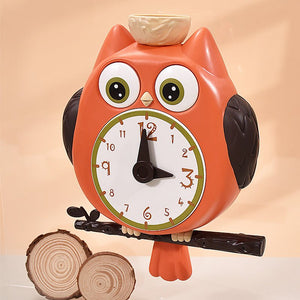 Owl Playing In The Water Baby Bathroom Swing Clock