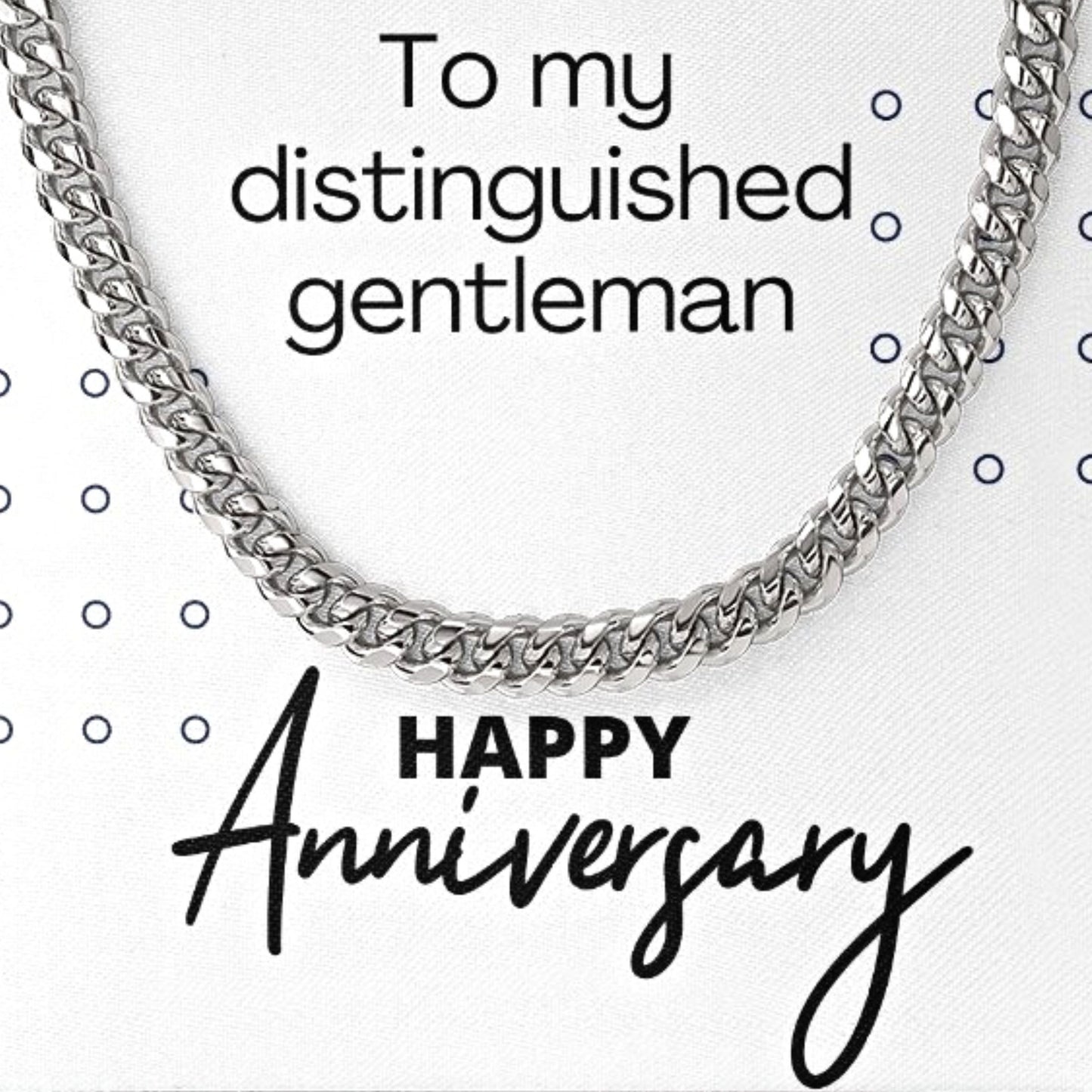 Cuban Link Anniversary Necklace For Him, Stainless Steel, Gentleman