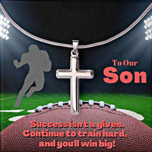 To Our Son, Cross Necklace & Card Gift, Football Running Back