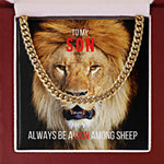 Load image into Gallery viewer, KingWood Clocks Décor &amp; More to My Son, Cuban Link Necklace &amp; Card Gift, 14K Gold, Lion Among Sheep
