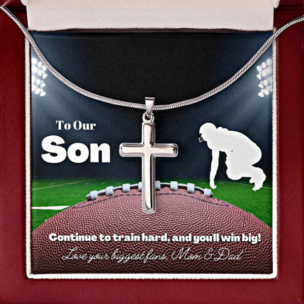 GLITTO Football Cross Necklace for Boys Men Stainless Steel Cross Pendant  Chain Religious Christian Baptism First Communion Reconciliation  Confirmation Gifts Christmas Jewelry Teen Teenage Boys Age Joshua 1:9 Black  - Yahoo Shopping