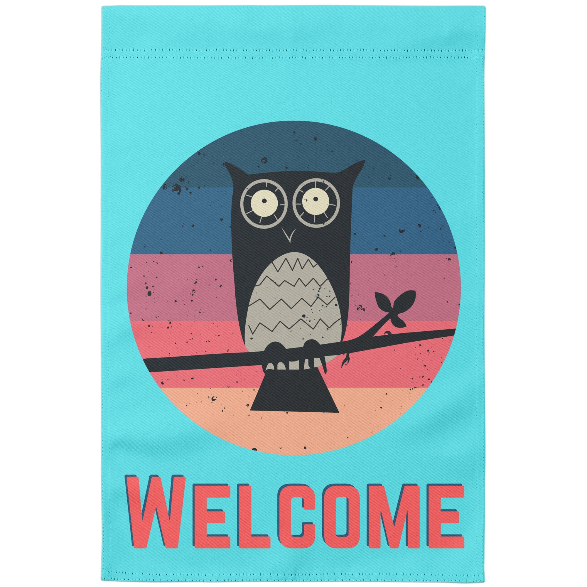 Sunset Owl Welcome Garden Banner in Blue