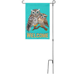 Load image into Gallery viewer, Welcome Blue Eyed Owls Garden Banner on pole
